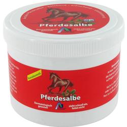 Rote Dose mit Pferdesalbe, ein belebendes, erfrischendes Gel für die Haut.