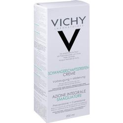Eine weiße Packung Vichy Schwangerschaftsstreifen-Creme, 200 ml.
