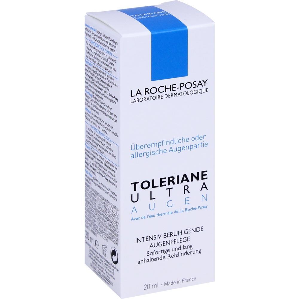 Weiße Verpackung mit blauer Aufschrift für Augenpflege von La Roche-Posay.